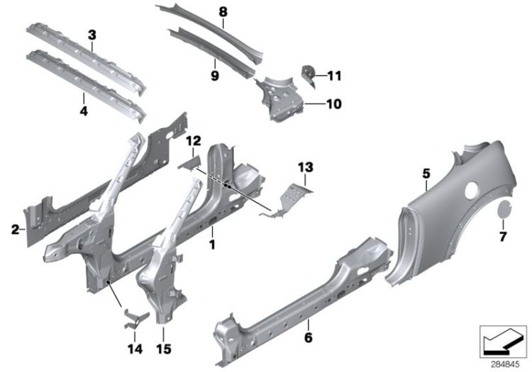 Support, sill, left, Number 14 in the illustration