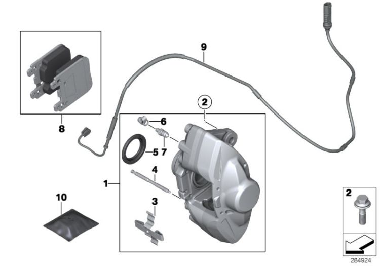 Rear wheel brake, brake pad sensor ->55070342074