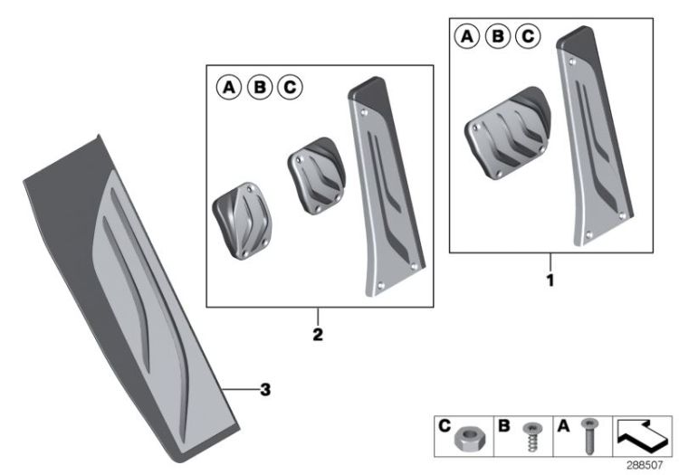 M Performance pedal pads + footrest ->909106