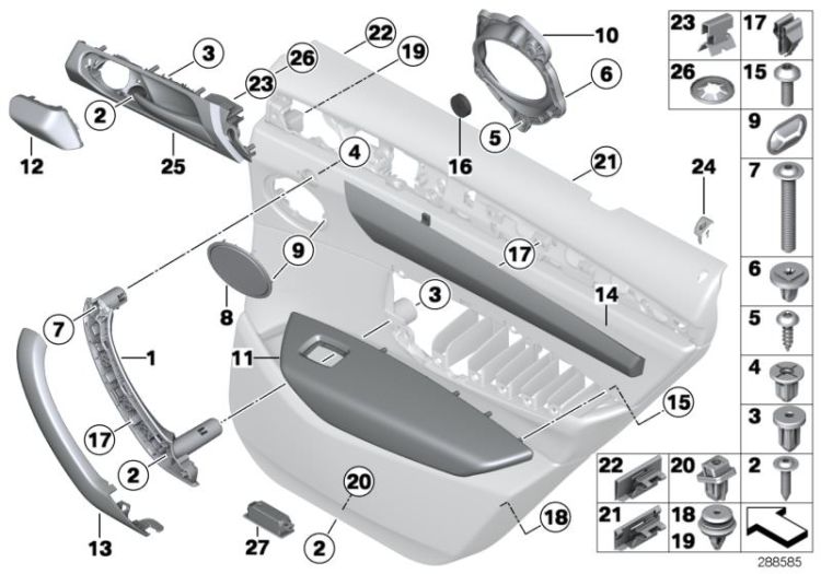 Mounting parts, door trim, rear ->52632518220