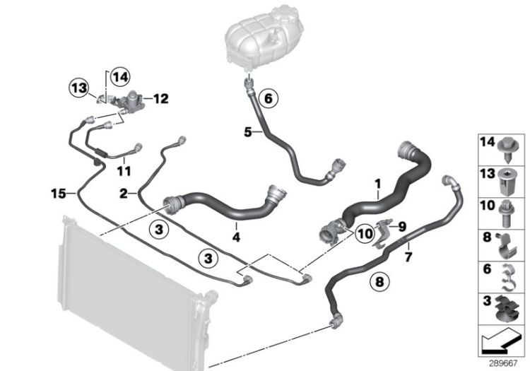 Cooling system coolant hoses ->53621170634