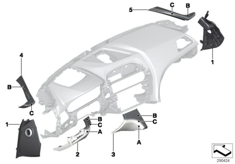 Individual dashboard, mounting parts ->53281911217