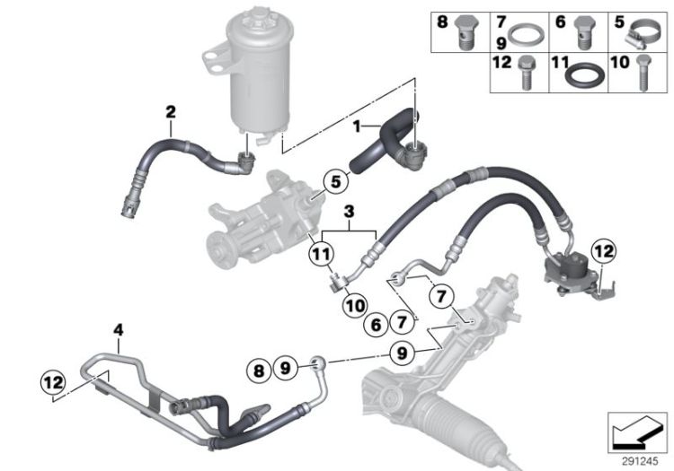 Hydro steering-oil pipes ->54681322120