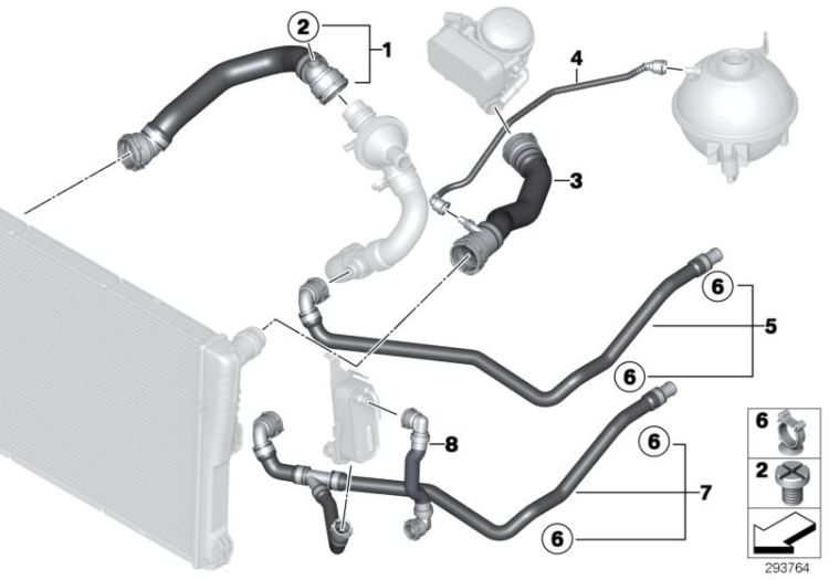 Cooling system coolant hoses ->53661170644