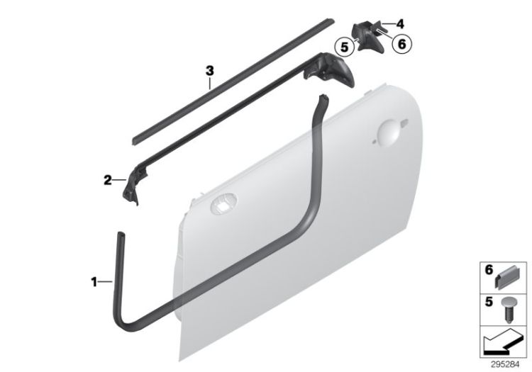 Door weatherstrip, right, Number 01 in the illustration
