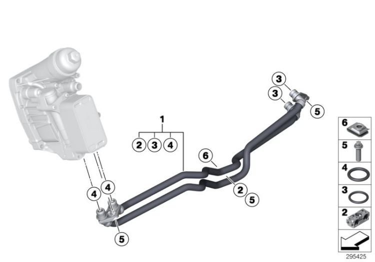 Transmission oil cooler line ->52633170587