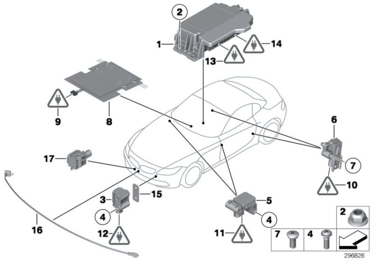 Sensor mat co-driver`s seat identif., Number 08 in the illustration