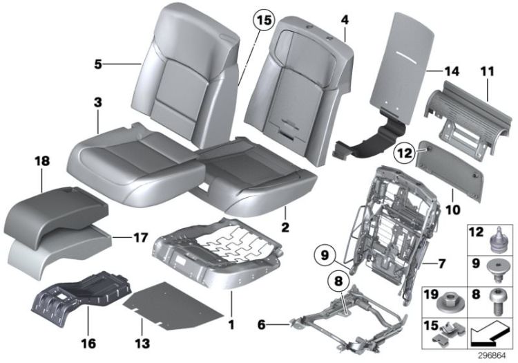 Seat, rear,cushion, & cover,comfort seat ->