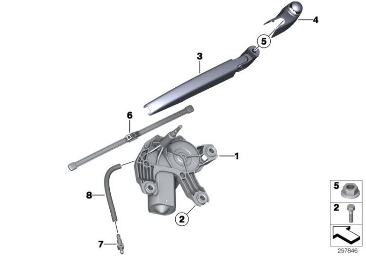 Single parts for rear window wiper ->52590612181