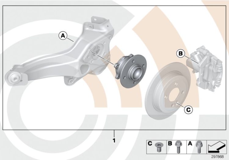 33412444440 Repair kit wheel bearing rear Rear Axle Wheel bearings Mini Paceman Paceman  Countryman  Paceman  >297868<, Kit reparación cojinetes ruedas tras.