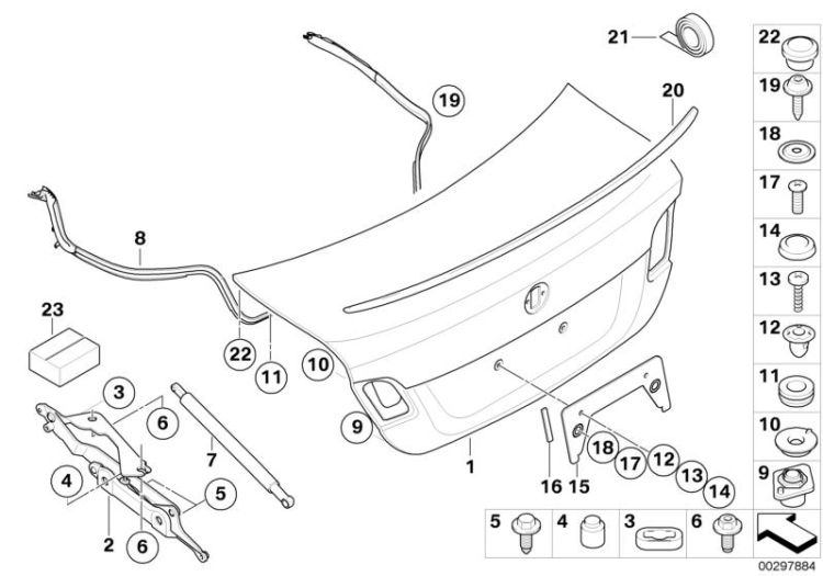 Single components for trunk lid ->48480411638