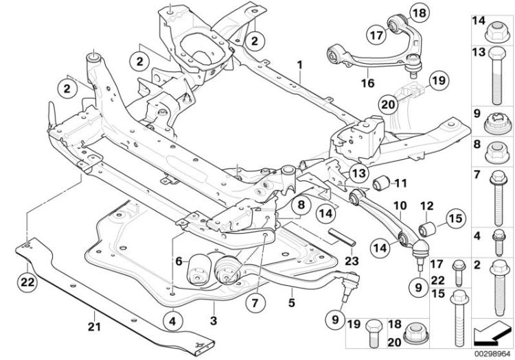 Frnt axle support,wishbone/tension strut ->51921310789