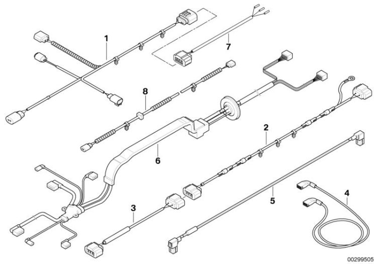 61129307435 Cableset active fr steering steeringgear Vehicle electrical system Supplementary cable sets BMW X6 F16 61129296853 E71 >299505<, Fascio cavi sterzo att. scatola guida