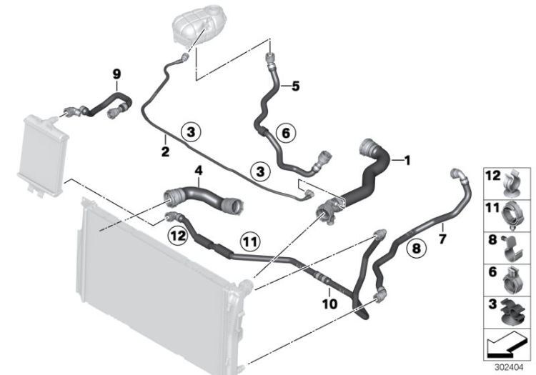 Cooling system coolant hoses ->53621170634