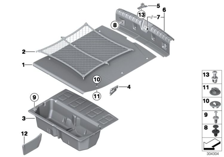 Filet de sol coffre à bagages, numéro 02 dans l'illustration