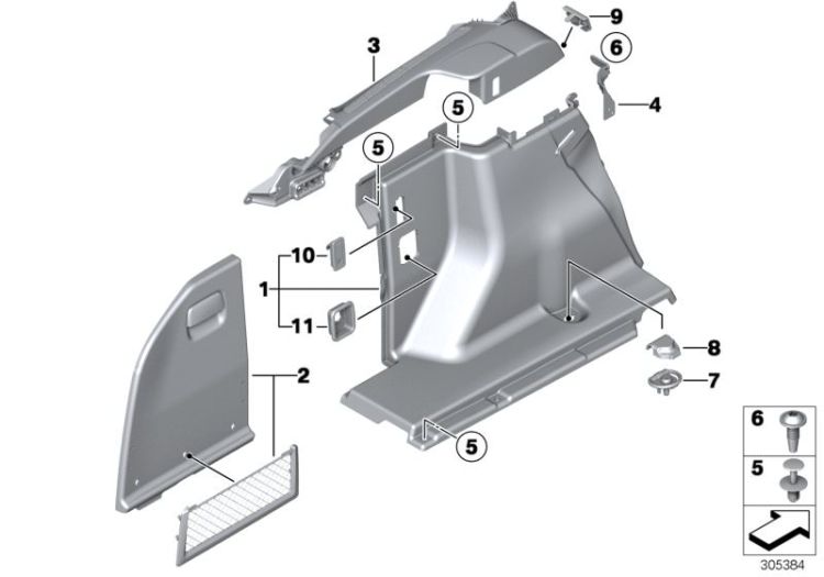 Trunk trim, left ->55249518837