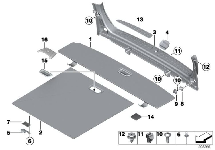 Trim panel, trunk floor ->55249518839