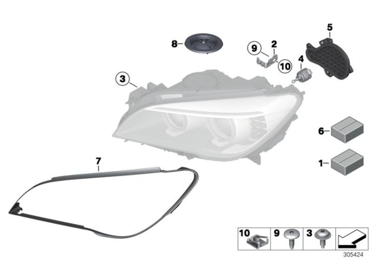 Single components for headlight ->48421631018