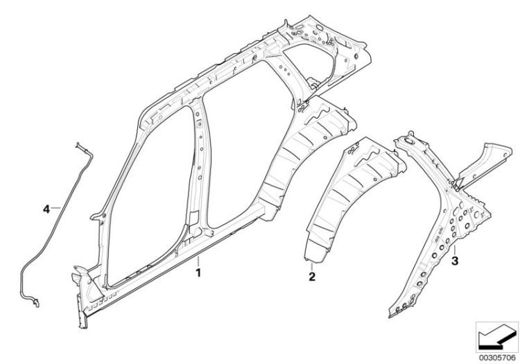 Renforcement de montant C,inférieur,gau., numéro 03 dans l'illustration