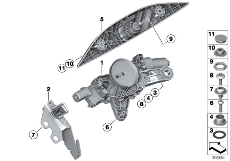 Single parts for rear window wiper ->47760611820