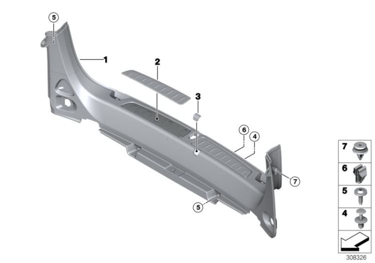 Luggage compartment sill trim ->55701518969