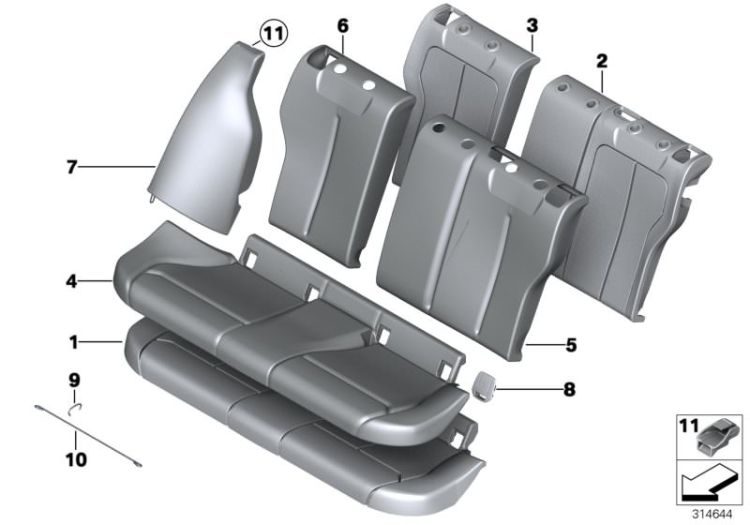 Seat, rear, cushion, & cover, basic seat ->53621523762