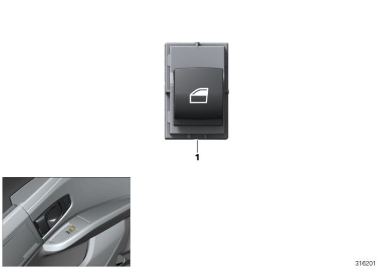 Window lifter switch, passenger`s side ->53621613121