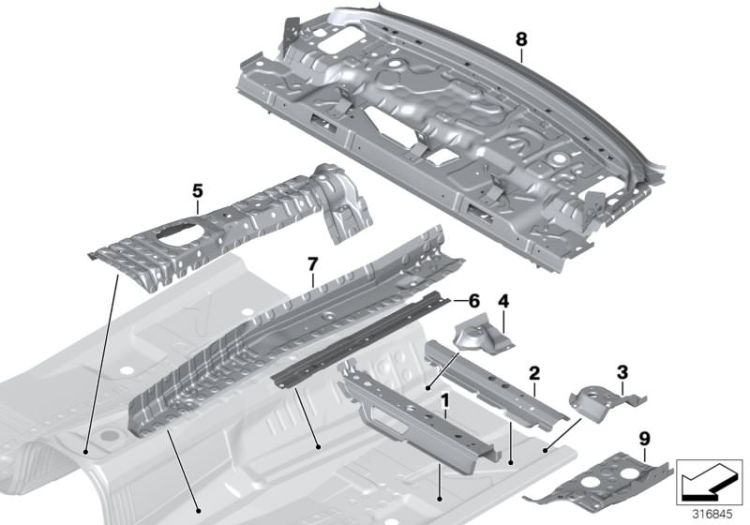 Partition trunk/Floor parts ->55308412159