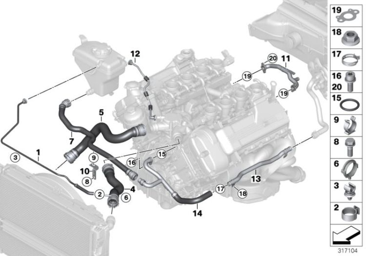 Cooling system coolant hoses ->48421113706