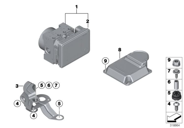 Hydro unit DSC/fastening/sensors ->53621341971