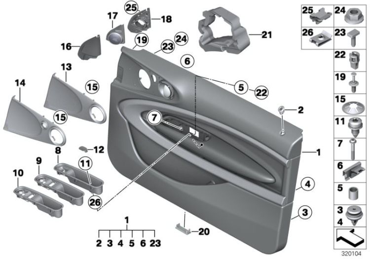 Door trim panel, front ->55487519051