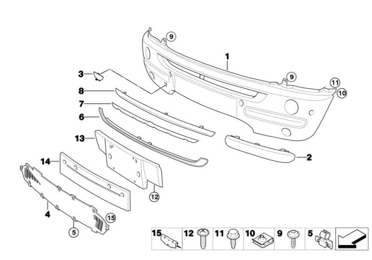 Trim panel, front ->