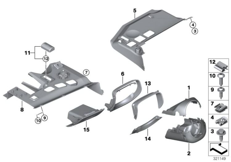 Mounting parts, instrument panel, bottom ->47165610903