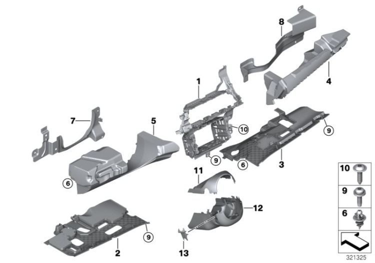 Mounting parts, instrument panel, bottom ->50139519129