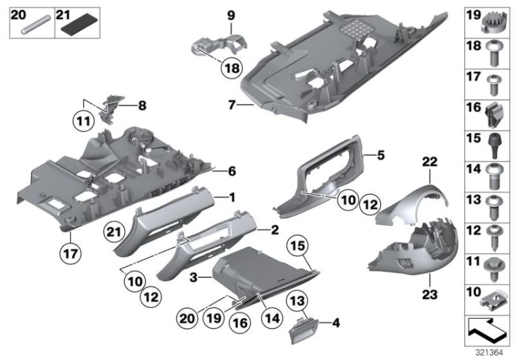 Mounting parts, instrument panel, bottom ->51261519132