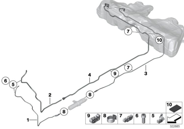 Fuel Pipe and Mounting Parts ->53611160775