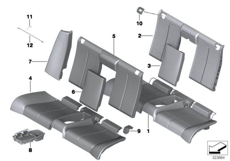 Seat, rear, cushion, & cover, basic seat ->56193523897