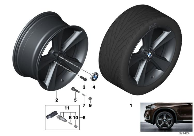 BMW light alloy wheel, spider spoke 128 ->900336