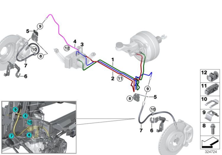 Brake pipe, front ->58169342120