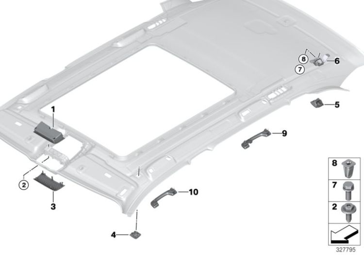 Mounting parts, roofliner ->52148517858