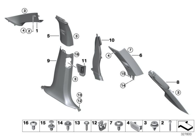 Trim panel A- / B- / C- / D-Column ->56081519192