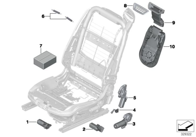 Seat, front, electrical system & drives ->53281523719