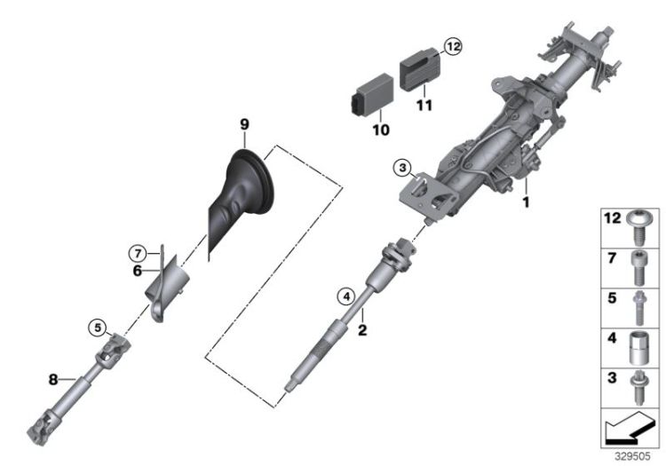 Steering column,elec. / steering spindle ->57046322210