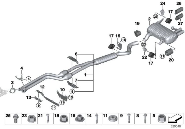 Exhaust system, rear ->48483180589