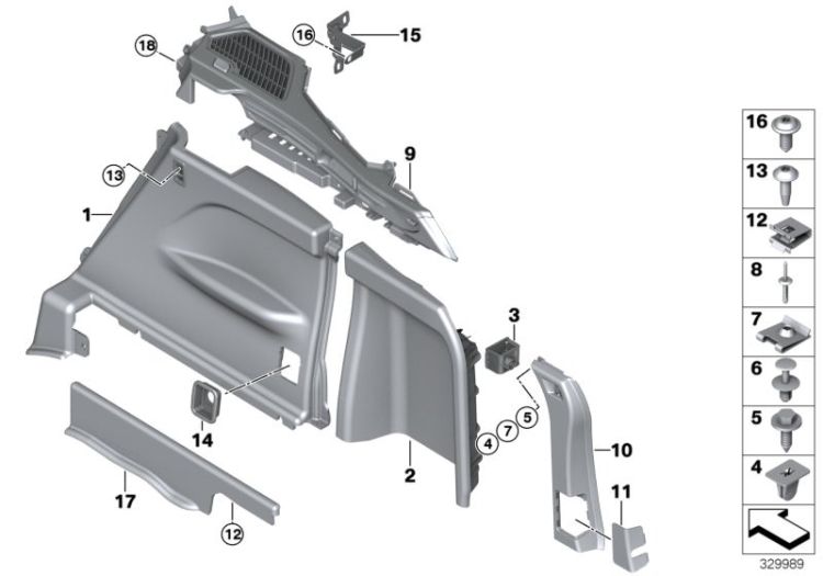 Trunk trim panel, right ->56081519223