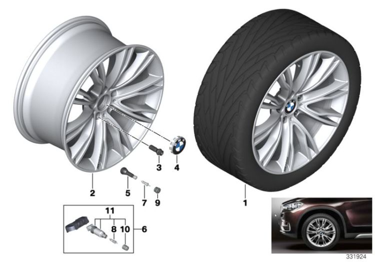 Roue all. BMW Indiv. rayons V 551-20`` ->56081361877
