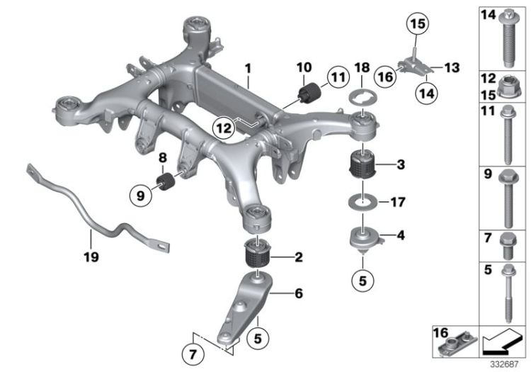 Rear axle carrier, Number 01 in the illustration