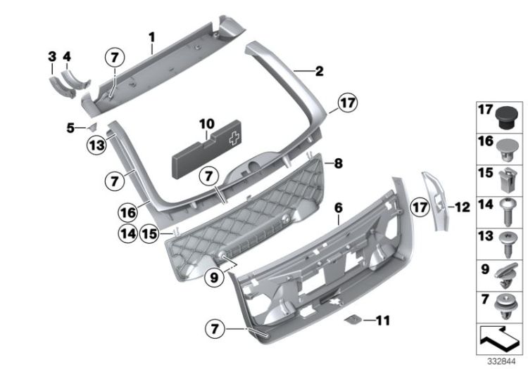 Trim panel, trunk lid ->52581517802