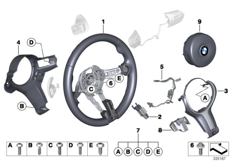 M Volante sportivo airbag pelle ->53598322186