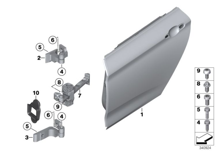 Rear door - hinge/door brake ->55701412236